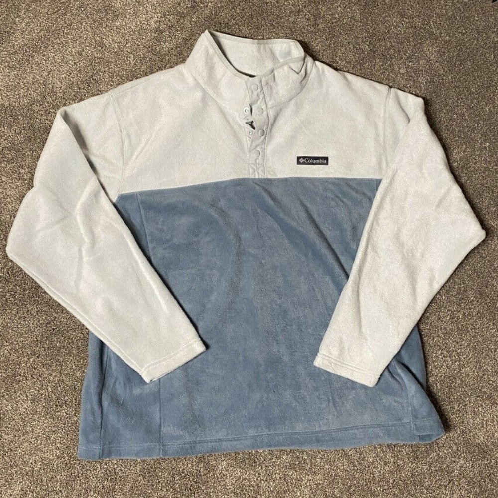 Columbia Mens ¼ Snap Fleece Size 2XL Two Tone Blue